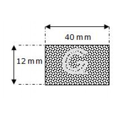 Rechthoekig mosrubber snoer | 12 x 40 mm | per meter